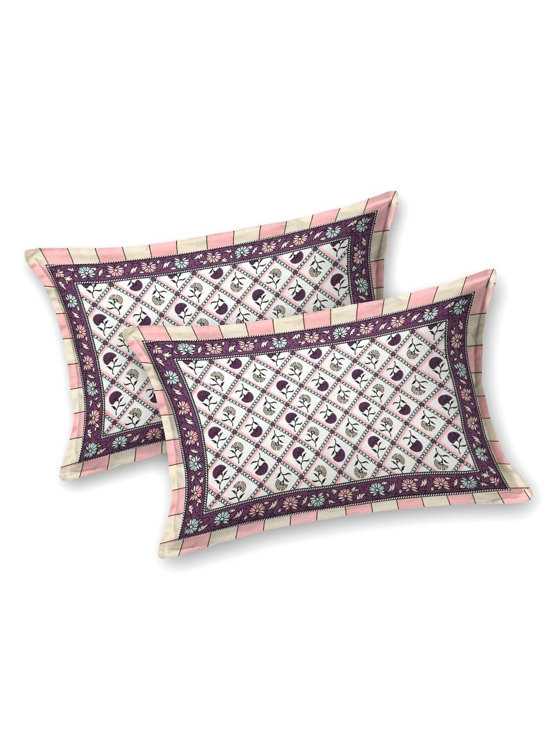 100% Pure Cotton Traditional Printed Bedsheet for Double Bed King Size Bedsheet with 2 Pillow Covers