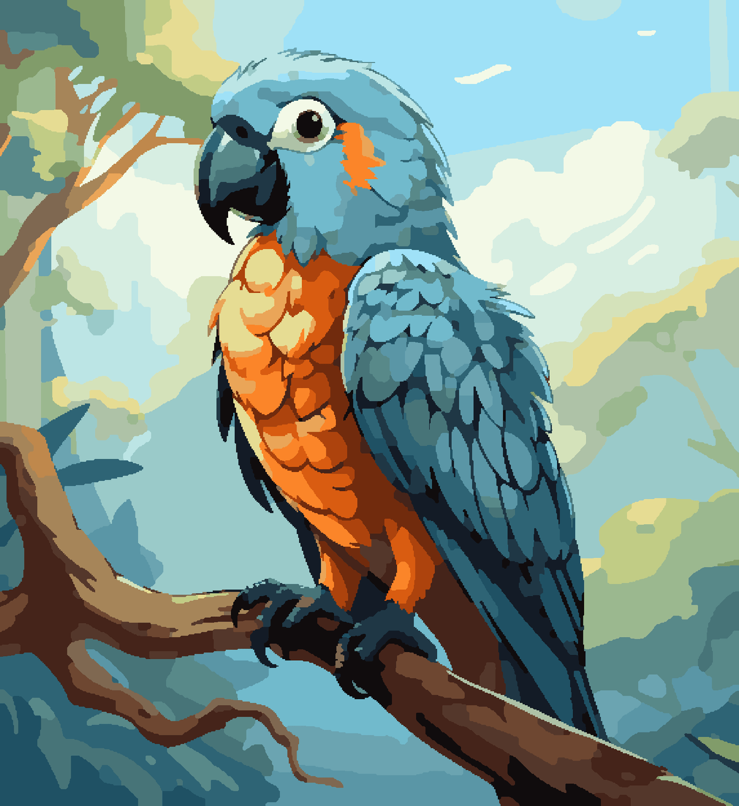 Cute Blue Parrot