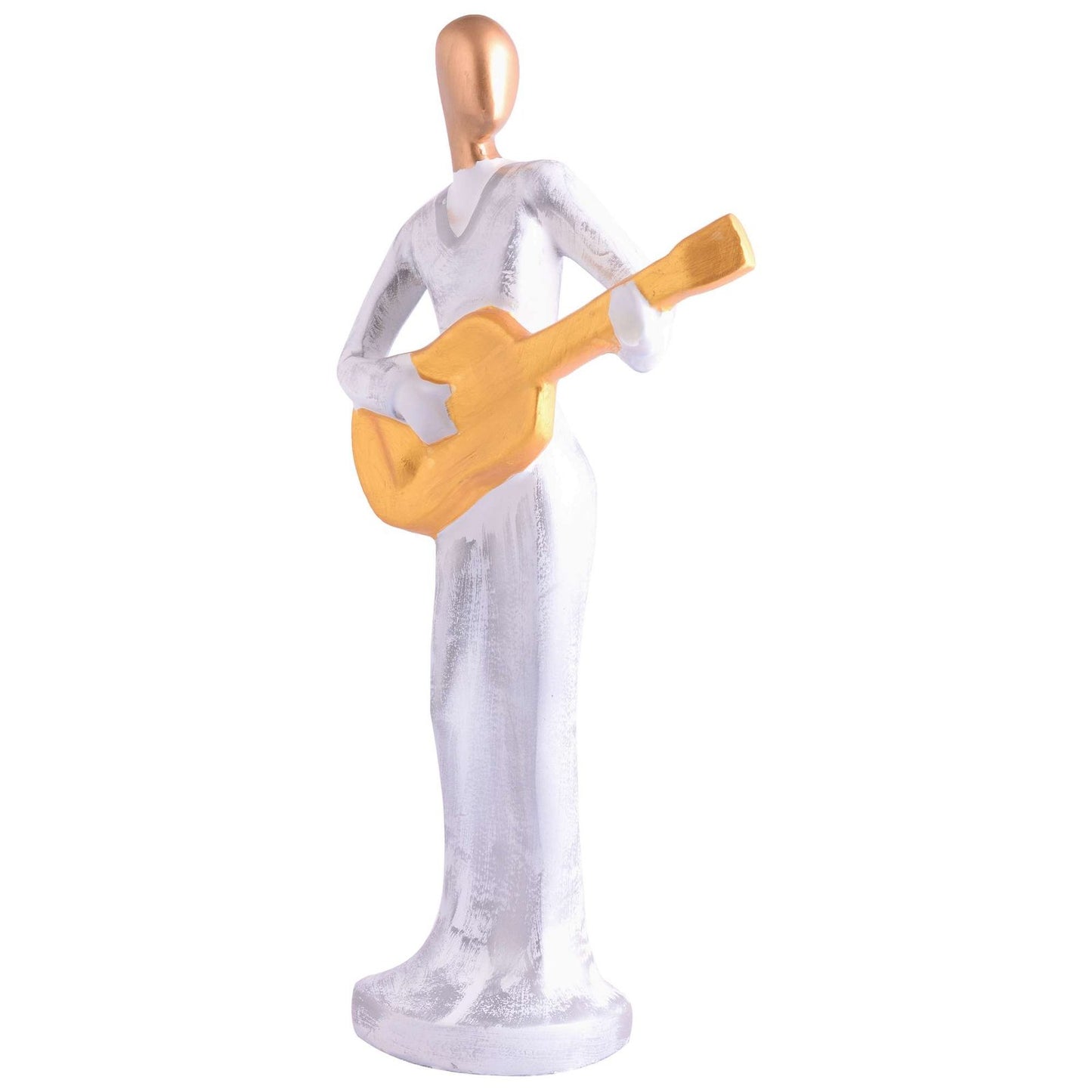 Modern metal musician golden white statue Resin figurine Contemporary art Music decor Metal sculpture, Modern home decor, Musician gift