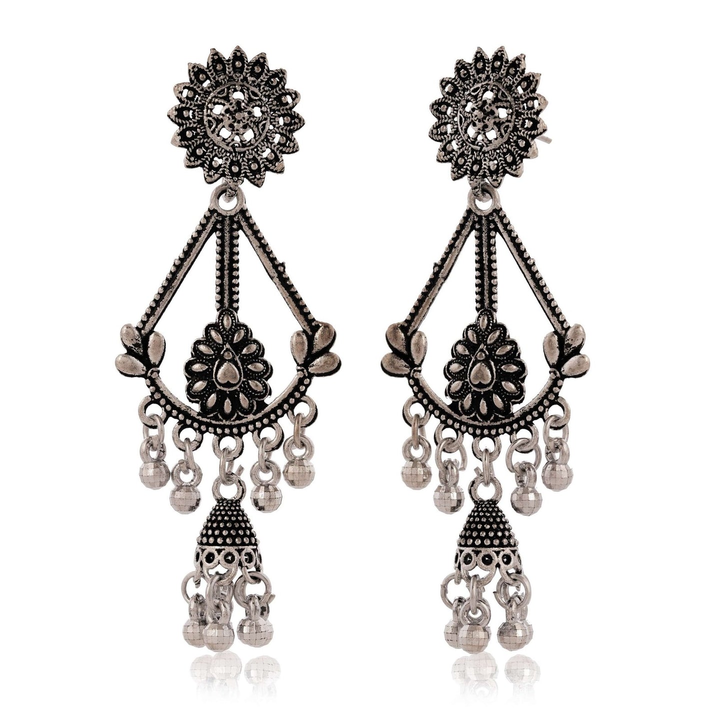 Women’s Handmade Traditional Jhumki With Moon Chandbali Design Ethnic Wedding Wear Earrings For Women