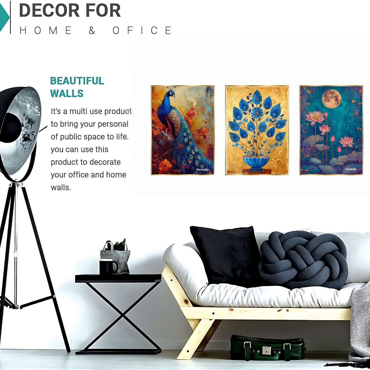 Set of Three Wall Paintings for Wall Dacoration Golden Framed Wall Paintings for Living Room & Bedroom Wall Art for Home Decoration & Office Wall Décor (24×18 inch CH-GD3-11)