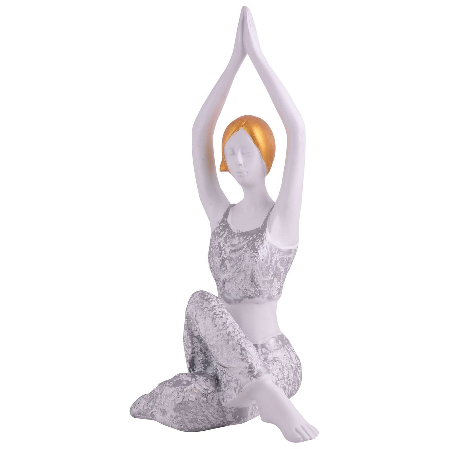 Suitable for home decor Yoga Posture Lady Statue Idol for Home Yoga Statue admirable piece of gift (silver)