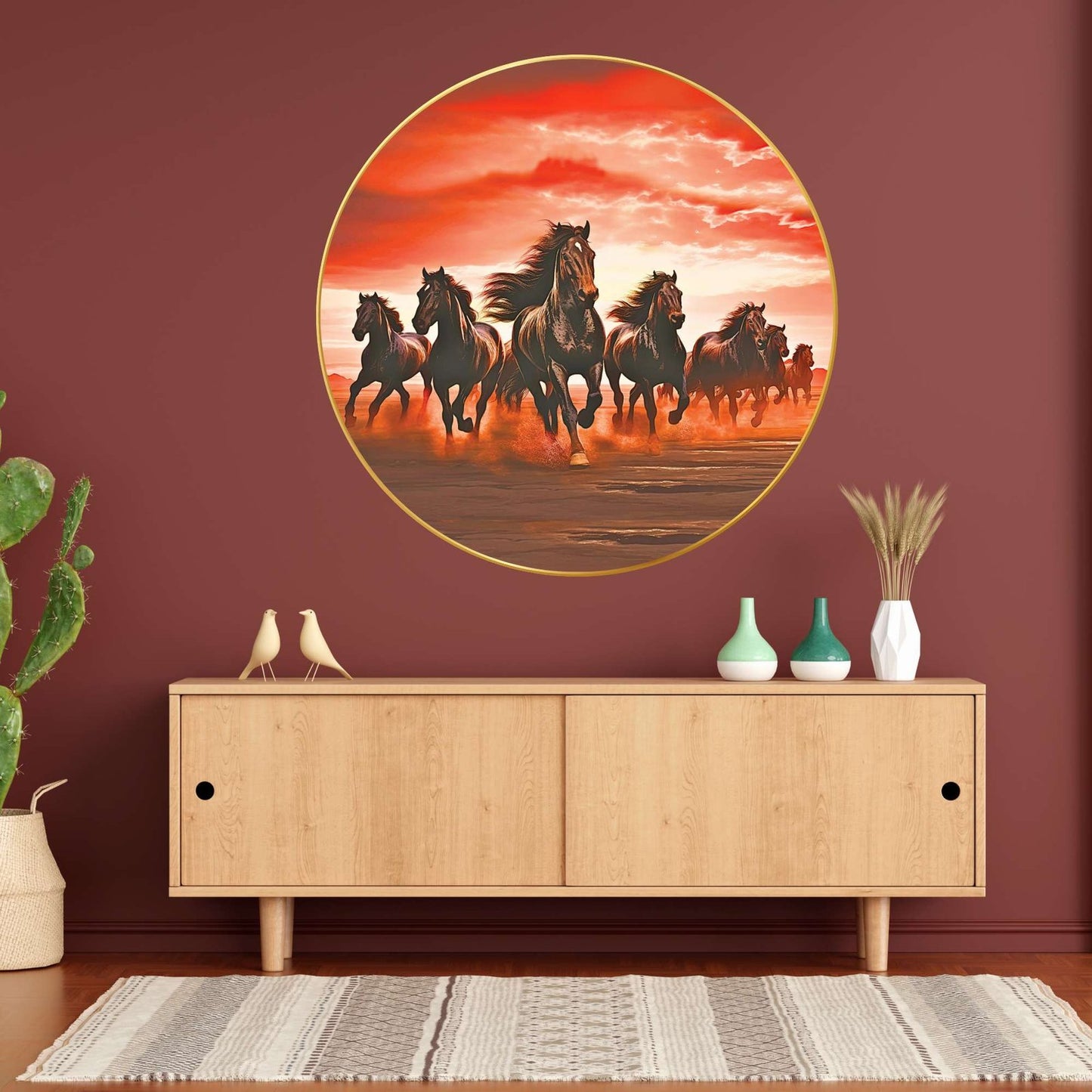 Wall Painting for Wall Decoration with Frame Sparkle Glossy Round Golden Framed Large Painting Office, Living Room, Bedroom, Home Decoration