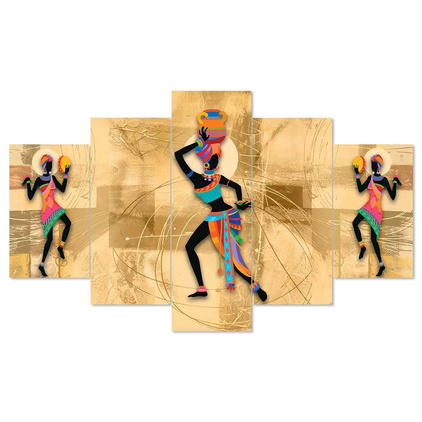 Rajsthani Set of Five 3D Framed Paintings for Wall Decoration – Ideal for Home, Living Room, and Bedroom (75 x 43 CM)