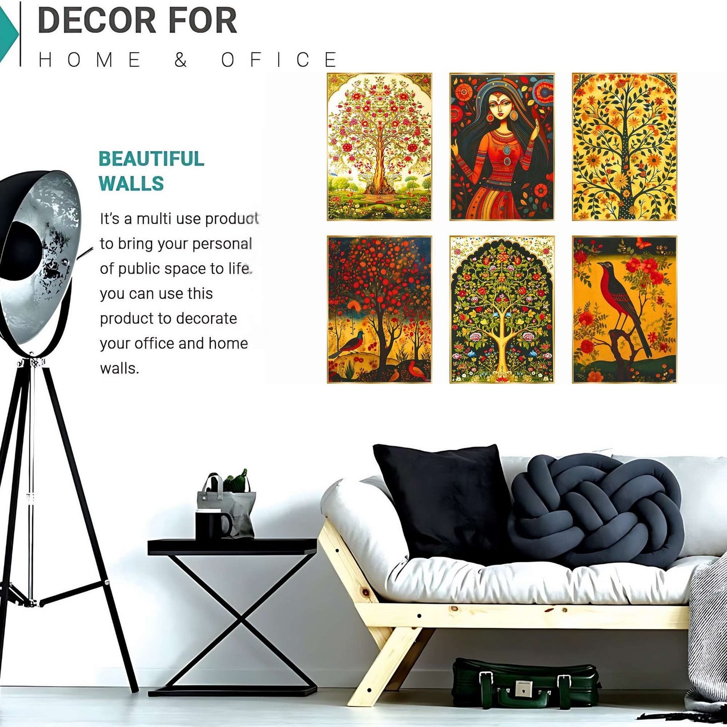 Set of Six Wall Paintings for Wall Dacoration Golden Framed Wall Paintings for Living Room & Bedroom Wall Art for Home Decoration & Office Wall Décor (17×13 inch CH-GD6-6)
