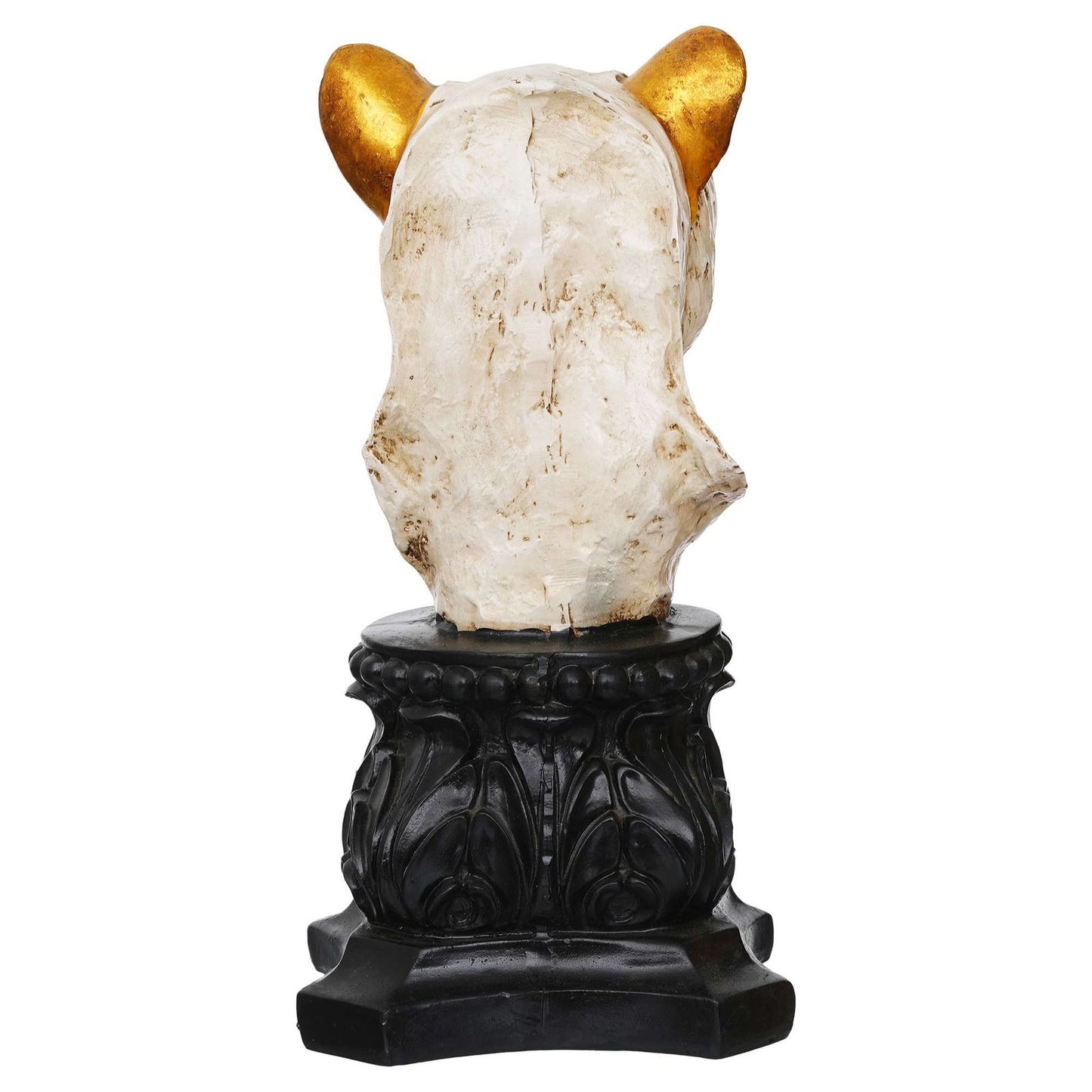 Handmade Lioness Head Statue Stone Finish Animal Figurines Gifts Antique Design for Home Decoration(White)