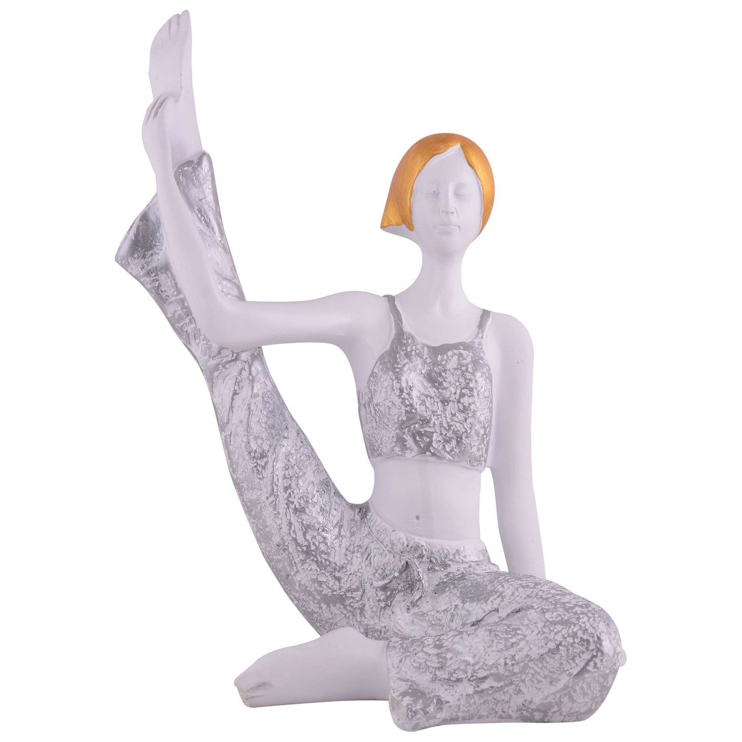 Suitable for home decor Yoga Posture Lady Statue Idol for Home Yoga Statue admirable piece of gift (silver)