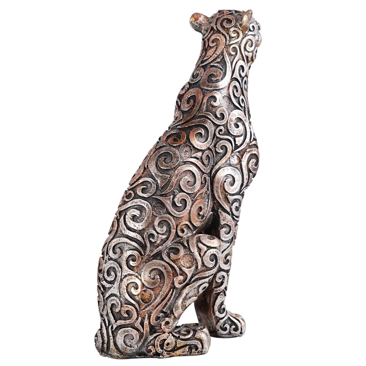 Panther Sitting Position Animal Showpiece Antique Sculpture for Home Decor Showpiece Figurine