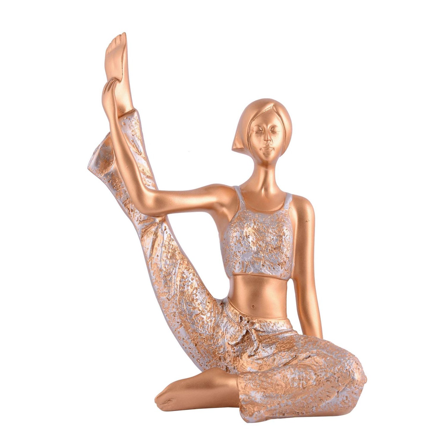 Suitable for home decor Yoga Posture Lady Statue Idol for Home Yoga Statue admirable piece of gift (golden)
