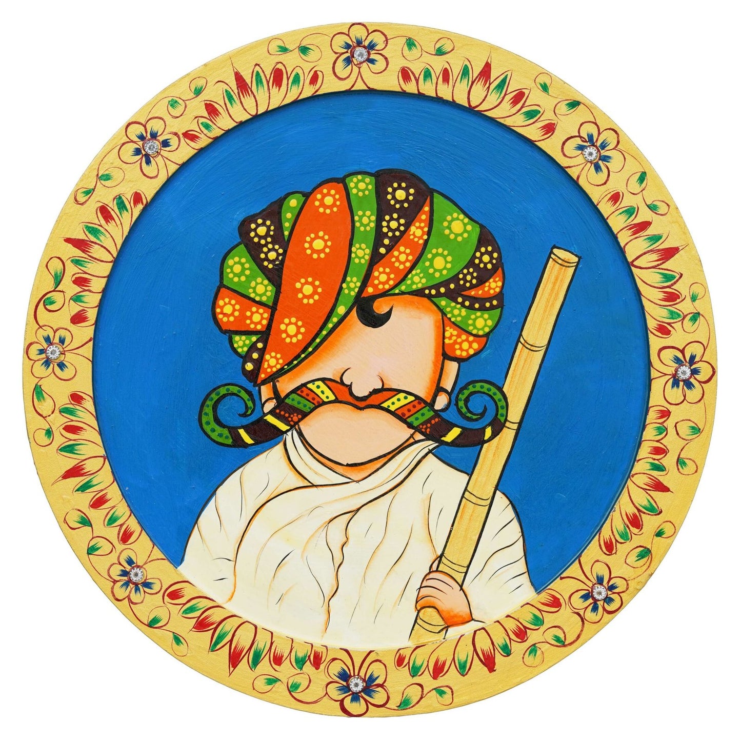 Rajasthani Pichwai Hand-Painted Pichhwai Plate For Home Décor