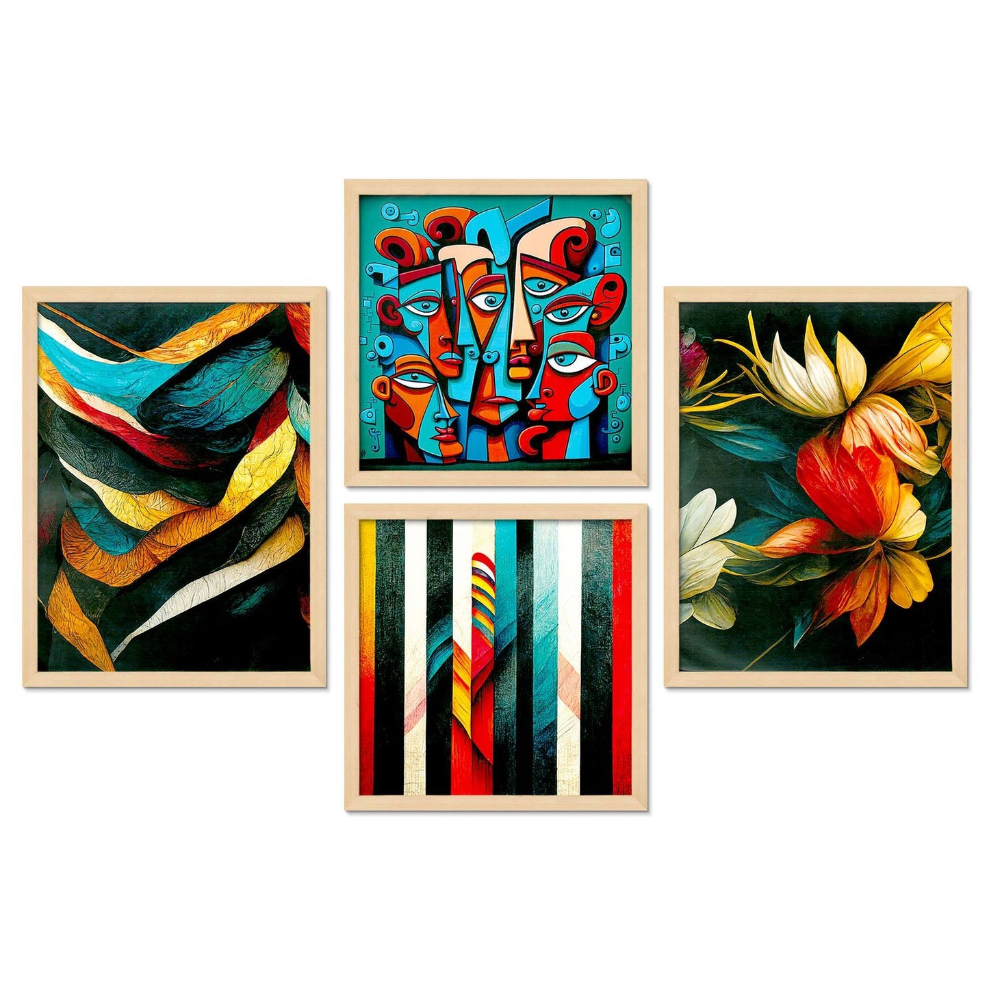 SET OF 4 DIGITAL WALL PAINTING
