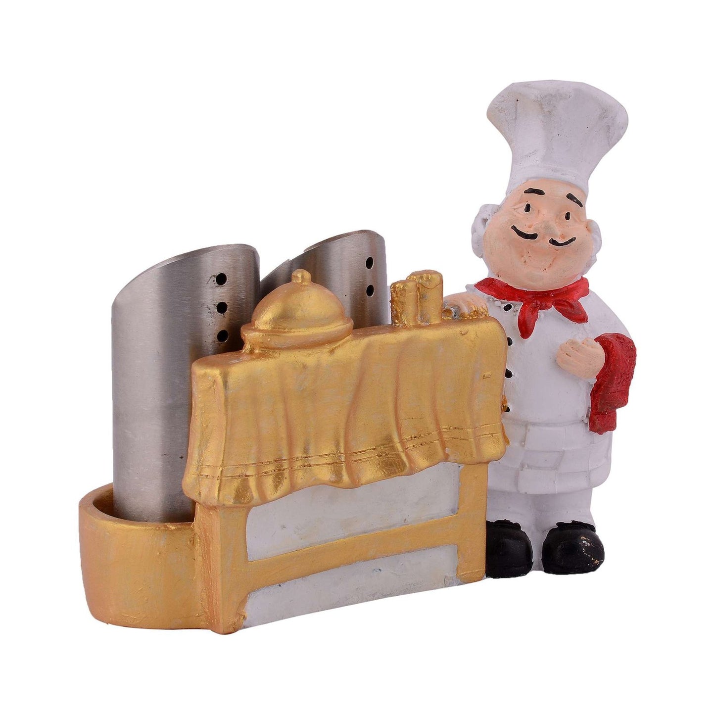 Resin Chef Figures Decorative Ornaments,Kitchen Decor,Cook Café Bar Statue, French Chef Figurines with Tray Message Board