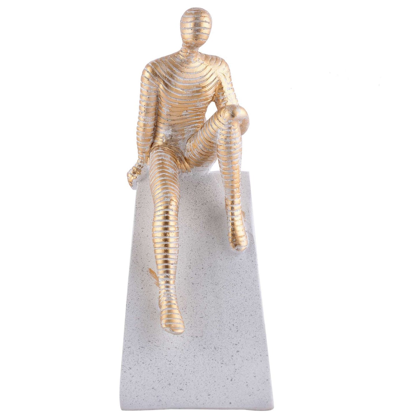 Men Sitting on Ball Showpiece for Home Decor Showpiece, Atlas Sculpture for Office Table Décor multicolour