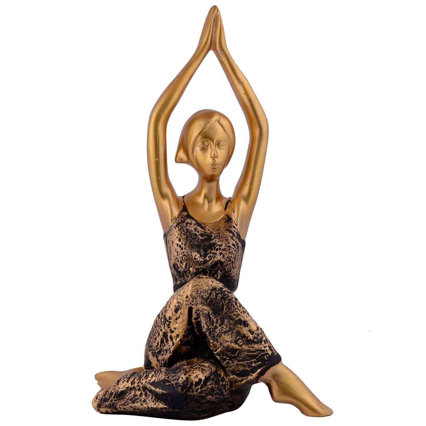 Suitable for home decor Yoga Posture Lady Statue Idol for Home Yoga Statue three pair admirable piece of gift (golden)