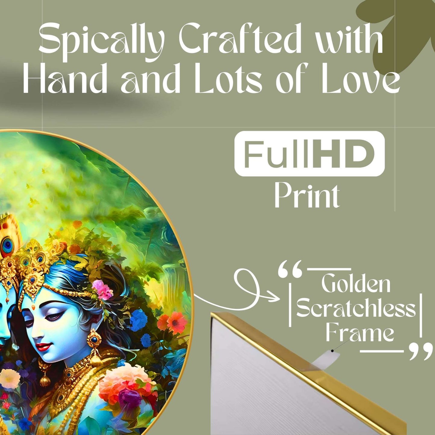 Wall Painting for Wall Decoration with Frame Sparkle Glossy Round Golden Framed Large Painting Office, Living Room, Bedroom, Home Decoration