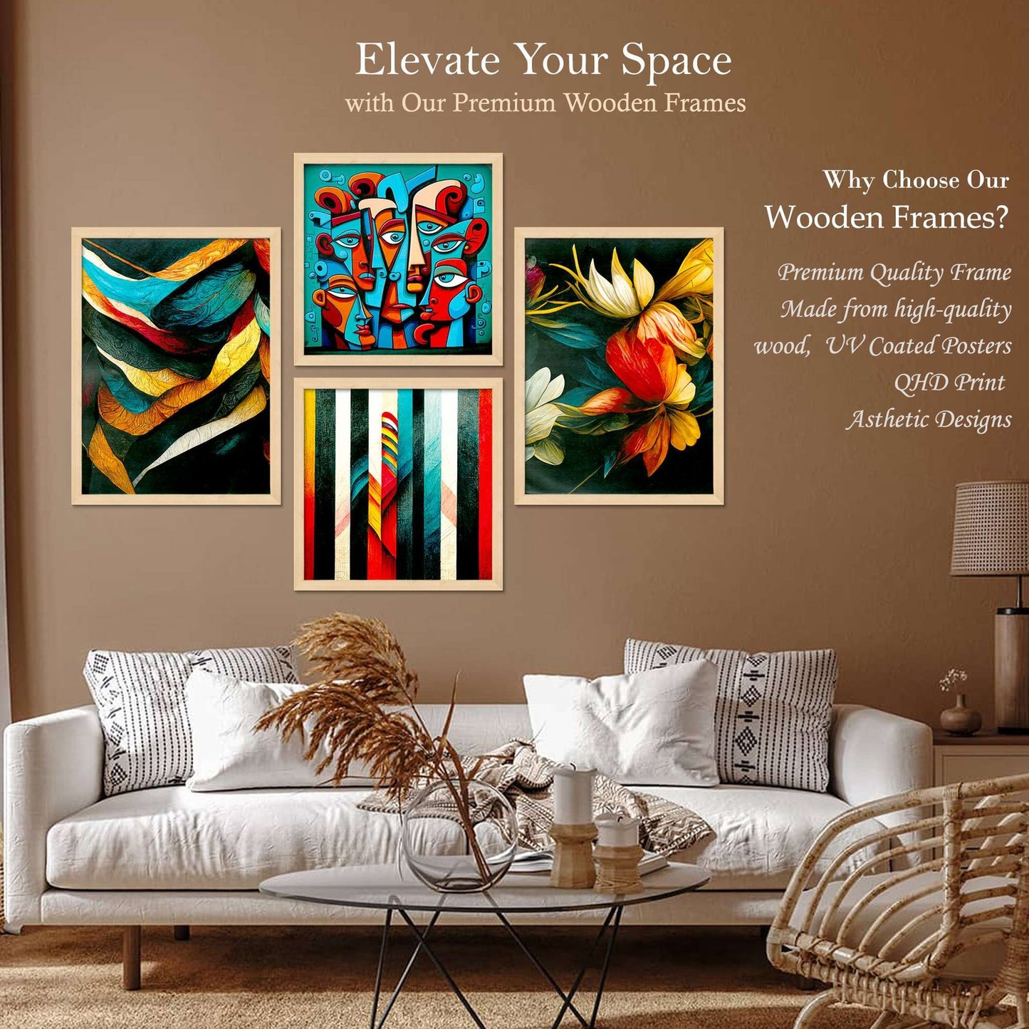 SET OF 4 DIGITAL WALL PAINTING