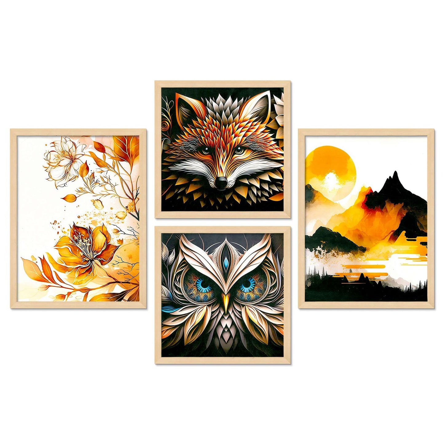 SET OF 4 DIGITAL WALL PAINTING