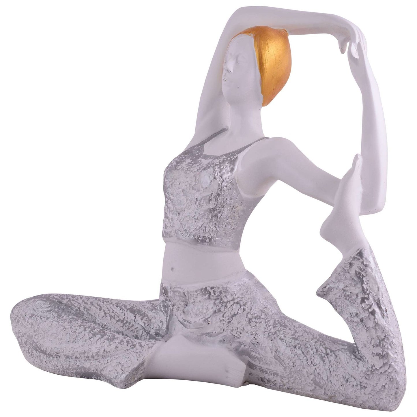 Suitable for home decor Yoga Posture Lady Statue Idol for Home Yoga Statue admirable piece of gift (silver)