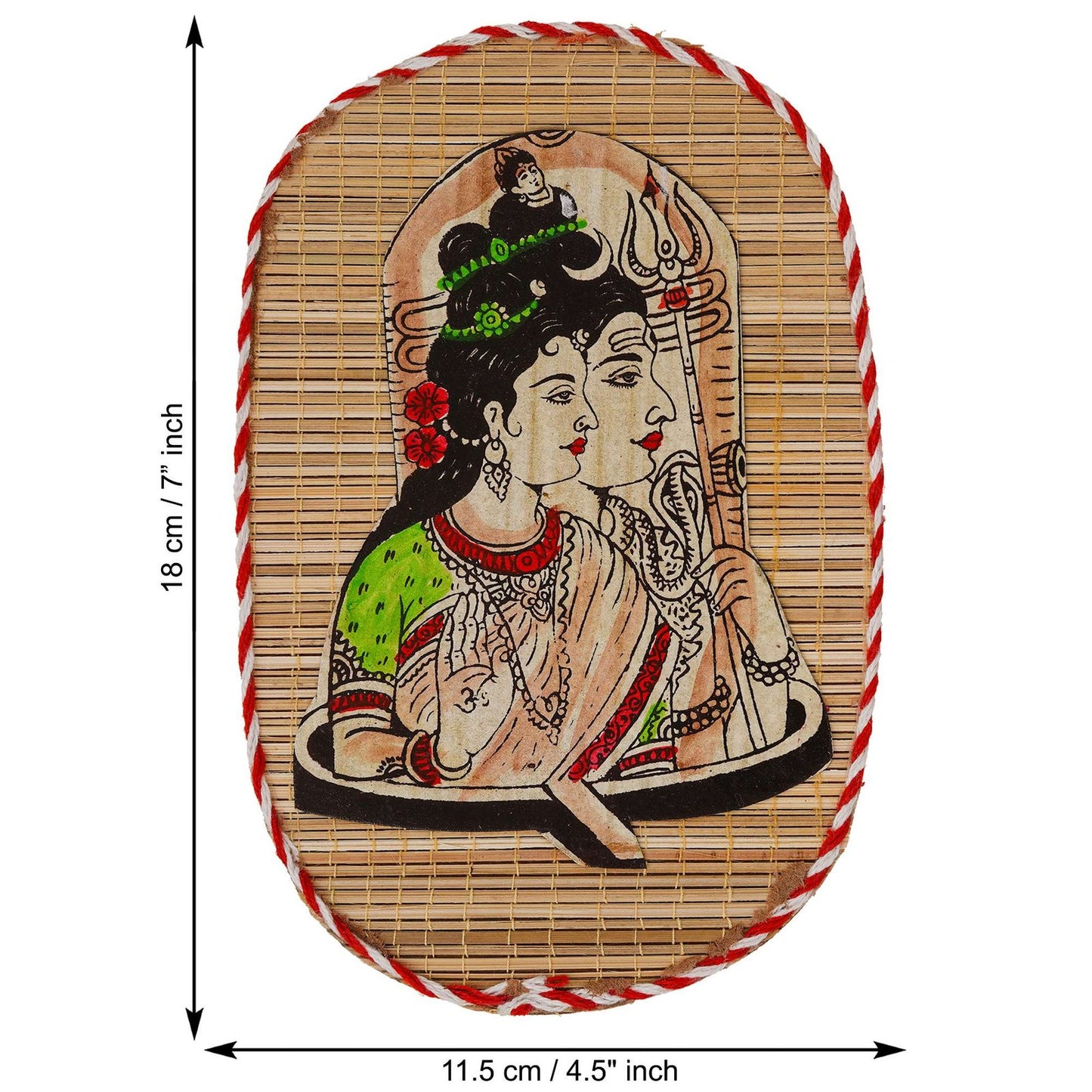 Oval Shaped Design Bamboo Hand Crafted Wall Hangings Of Shiv Sakti For Home D?cor