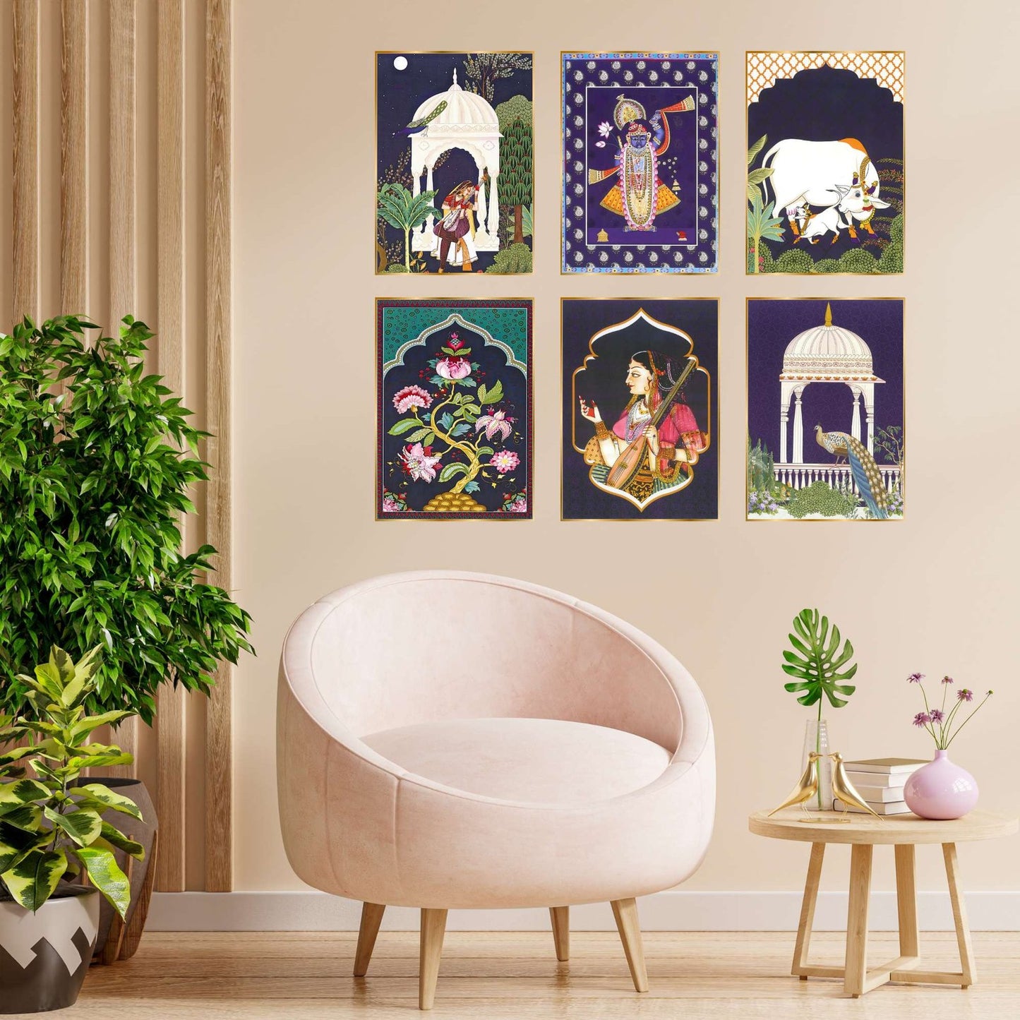 Set of Six Wall Paintings for Wall Dacoration Golden Framed Wall Paintings for Living Room & Bedroom Wall Art for Home Decoration & Office Wall Décor (17×13 inch CH-GD6-3)