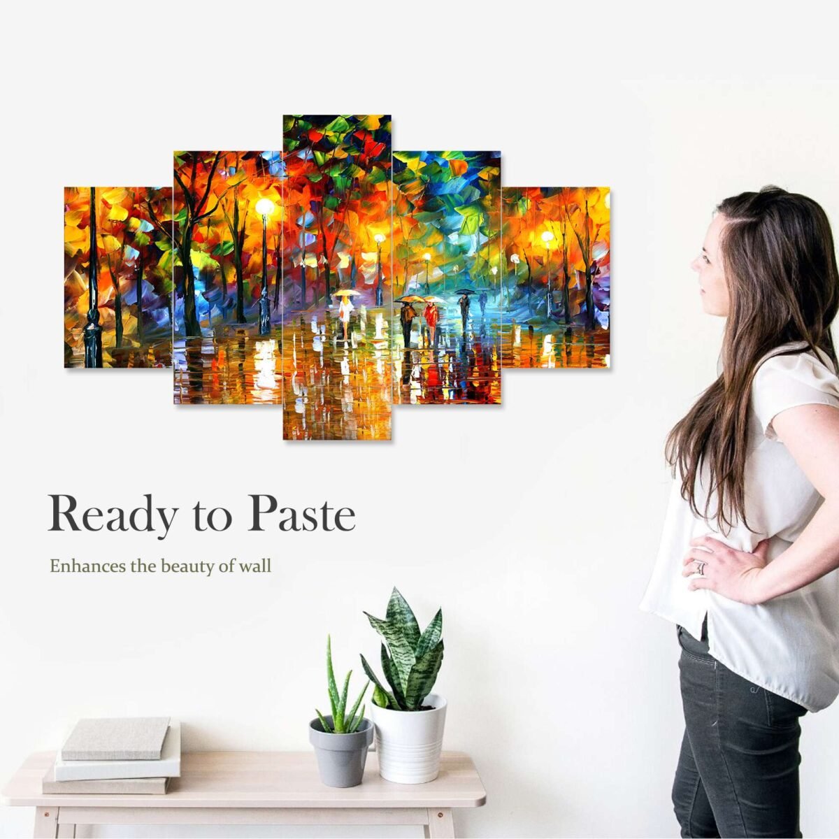 Modern Art Set of Five 3D Framed Paintings for Wall Decoration – Ideal for Home, Living Room, and Bedroom (125 x 60 CM)