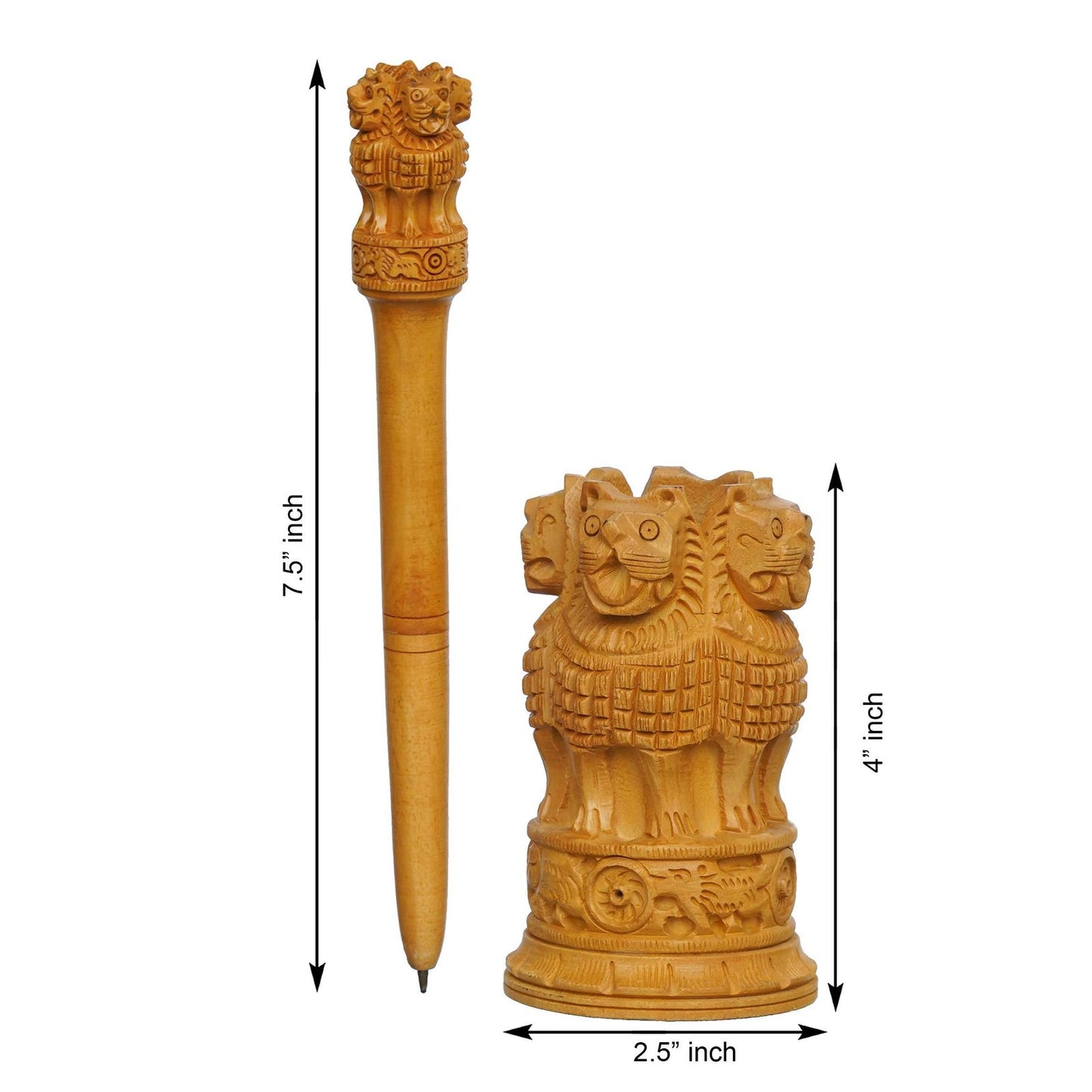 Handcrafted Wooden Ashoka Pillar Replica: Symbol of Indian Heritage