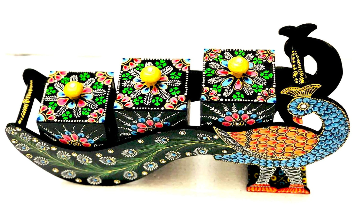 Handcrafted Wooden Peacock Sculpture: Exquisite Decor Accent