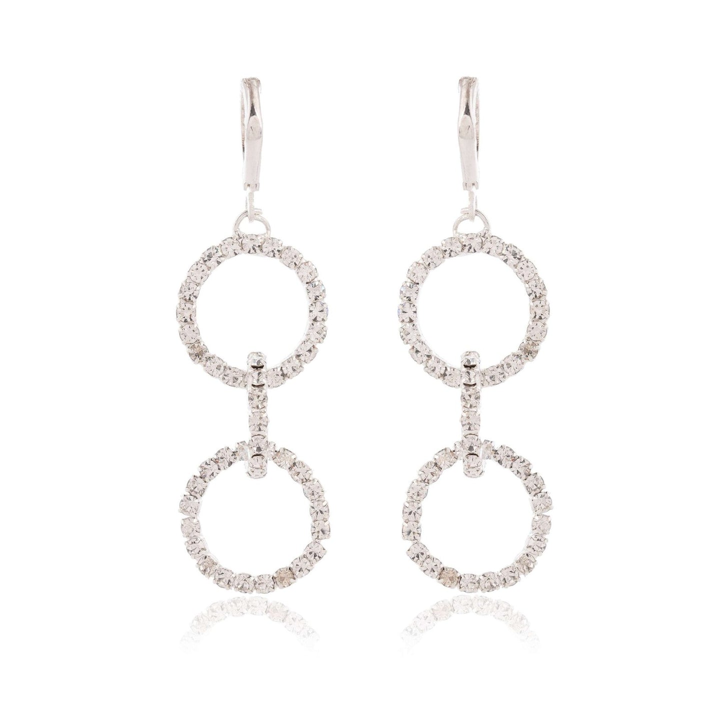 Women’s Silver Circle Long Three Rhinestone Unique Western Earrings for Women Party Wear