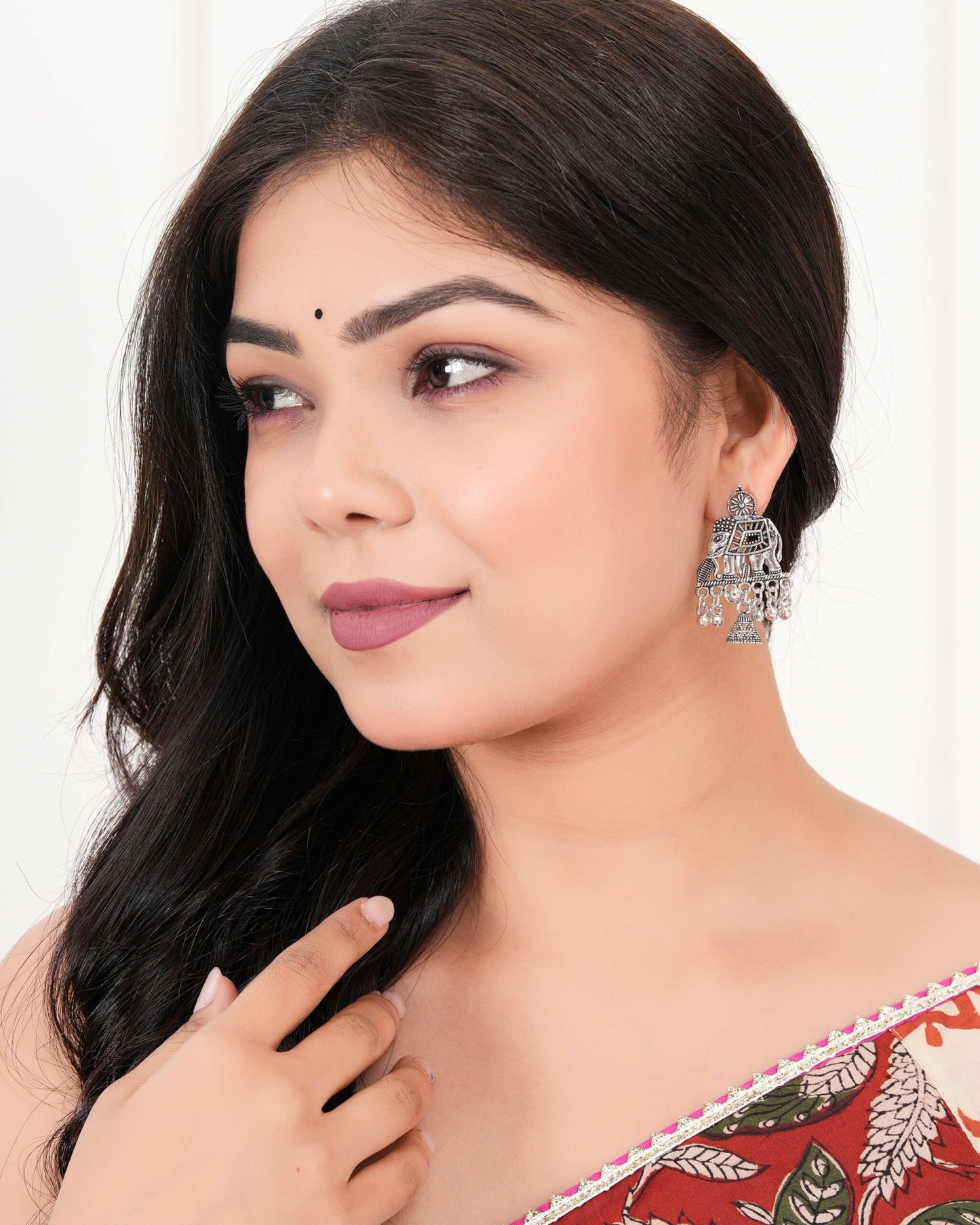 Women’s Indian Traditional AZ838-OXidised Silver Earrings For Women | Elephent Design Jumki Wedding Wear
