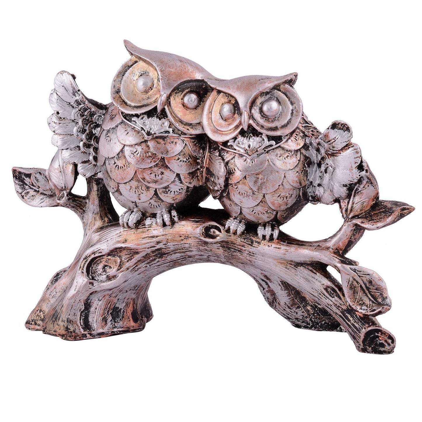 Owl Family Sitting on Tree Decorative Bird Showpieces Statue for Home Decor Living Room Bedroom Wall Shelf Table Top Garden Decoration Items -3