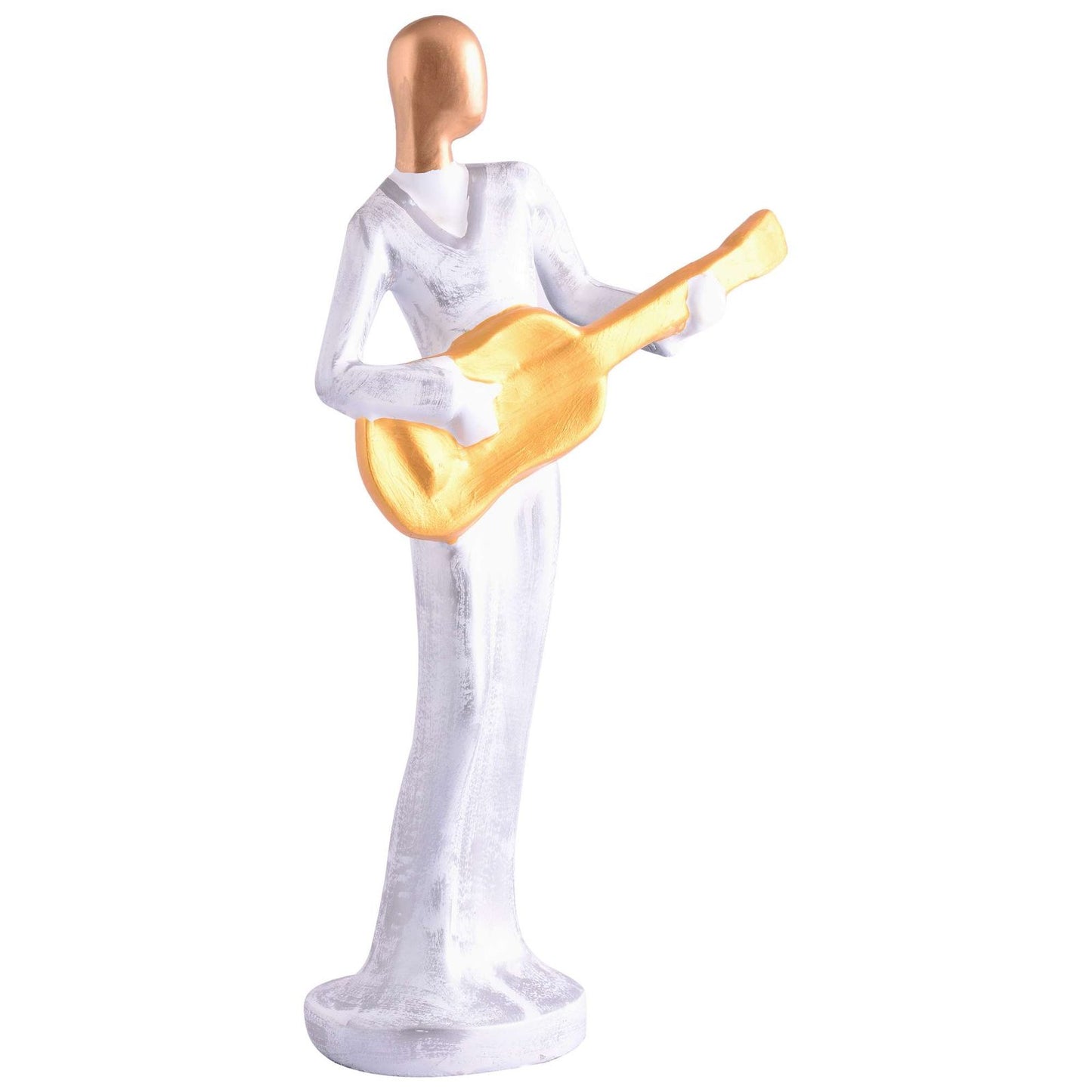 Modern metal musician golden white statue Resin figurine Contemporary art Music decor Metal sculpture, Modern home decor, Musician gift