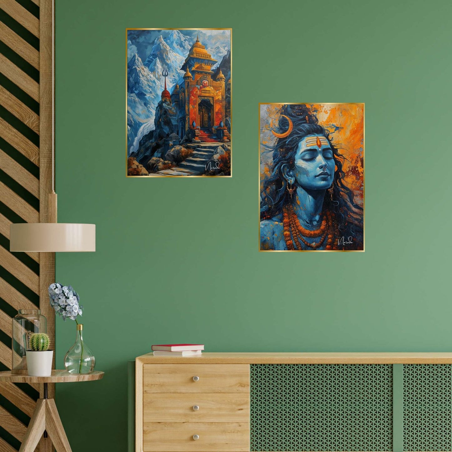 Set of Two Wall Paintings for Wall Dacoration Golden Framed Wall Paintings for Living Room & Bedroom Wall Art for Home Decoration & Office Wall Décor (14×11 inch CH-GD2-7)