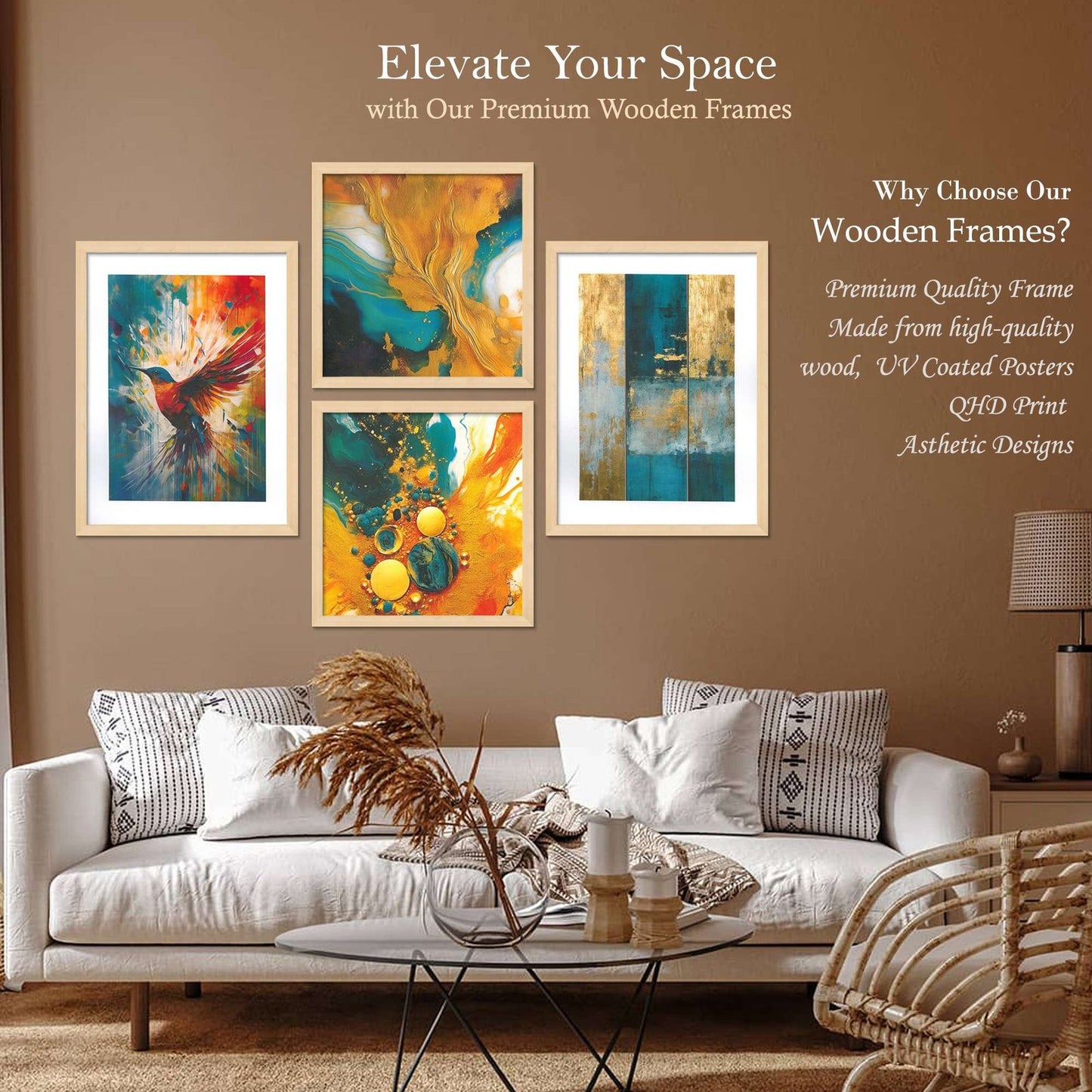 SET OF 4 DIGITAL WALL PAINTING