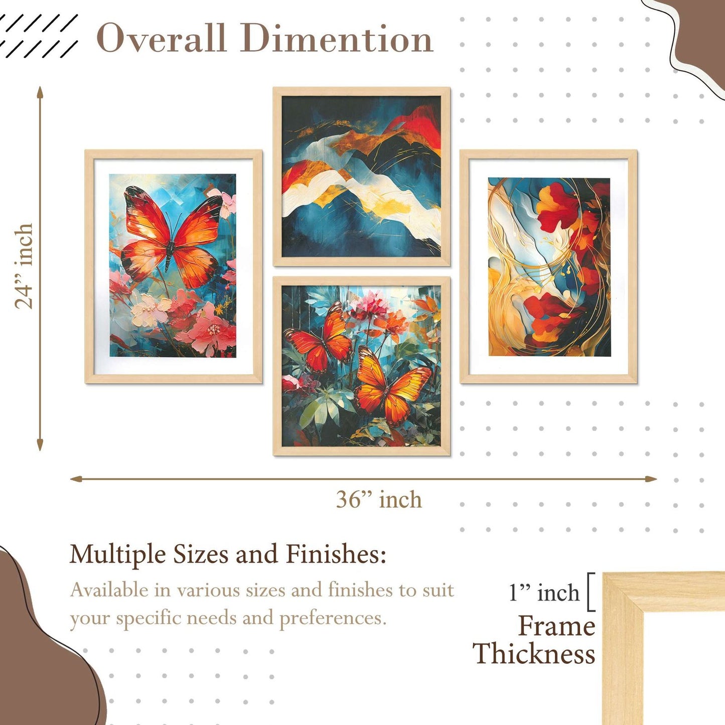 SET OF 4 DIGITAL WALL PAINTING