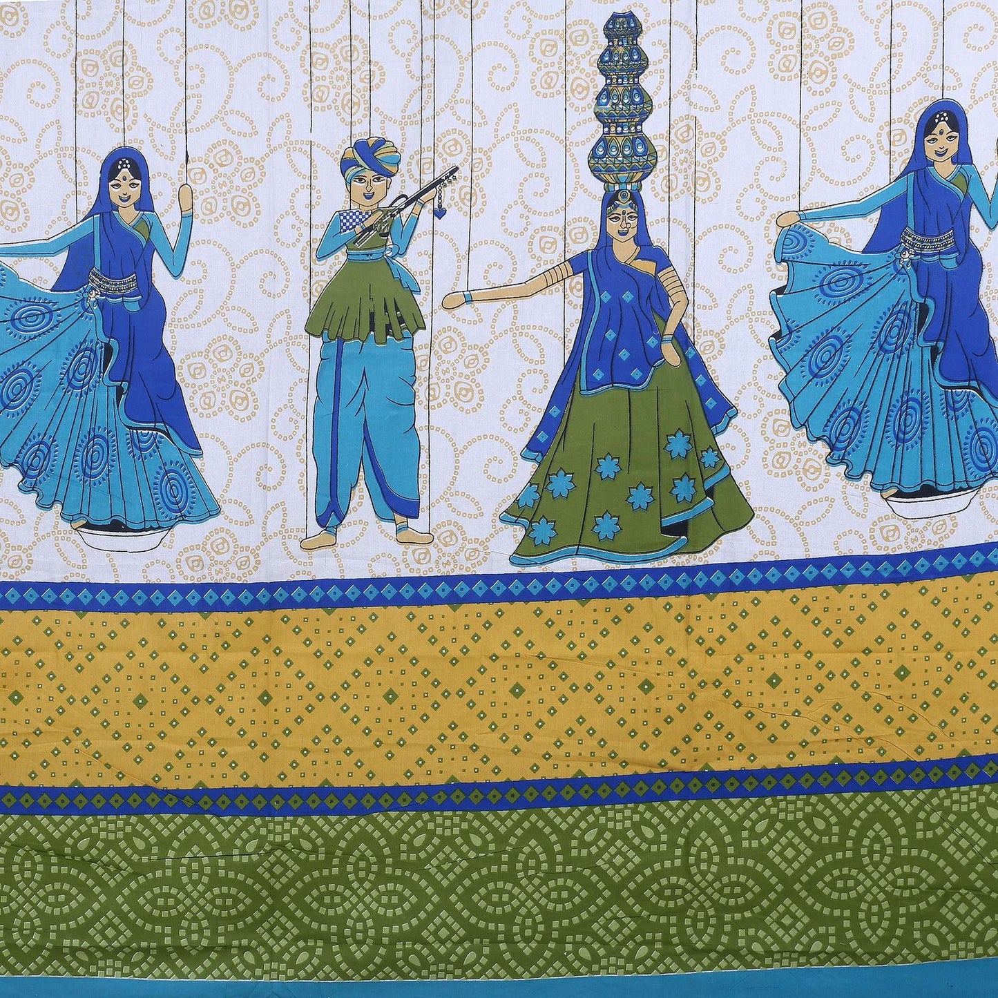 100% Pure Cotton Traditional Printed Bedsheet for Double Bed King Size Bedsheet with 2 Pillow Covers