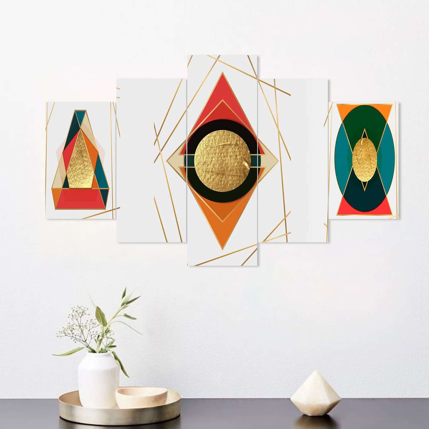 Modren Art Set of Five 3D Framed Paintings for Wall Decoration – Ideal for Home, Living Room, and Bedroom (75 x 43 CM)