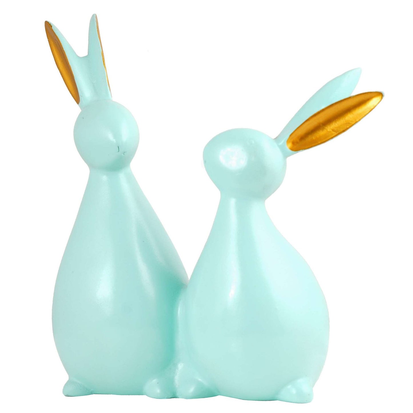 Rabbit Cute Pair Statue for Home Decor Showpiece | Kids Room Decorative Showpiece (Light Green)