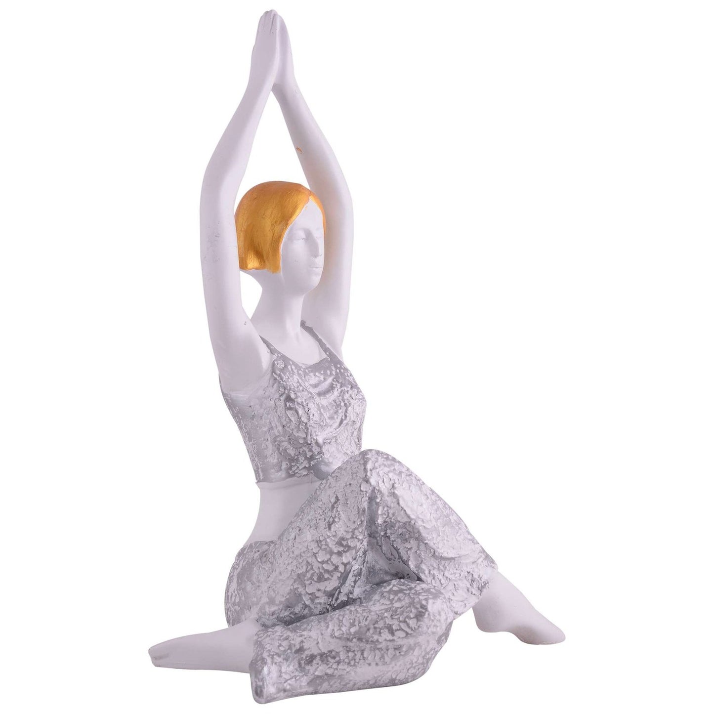 Suitable for home decor Yoga Posture Lady Statue Idol for Home Yoga Statue admirable piece of gift (silver)