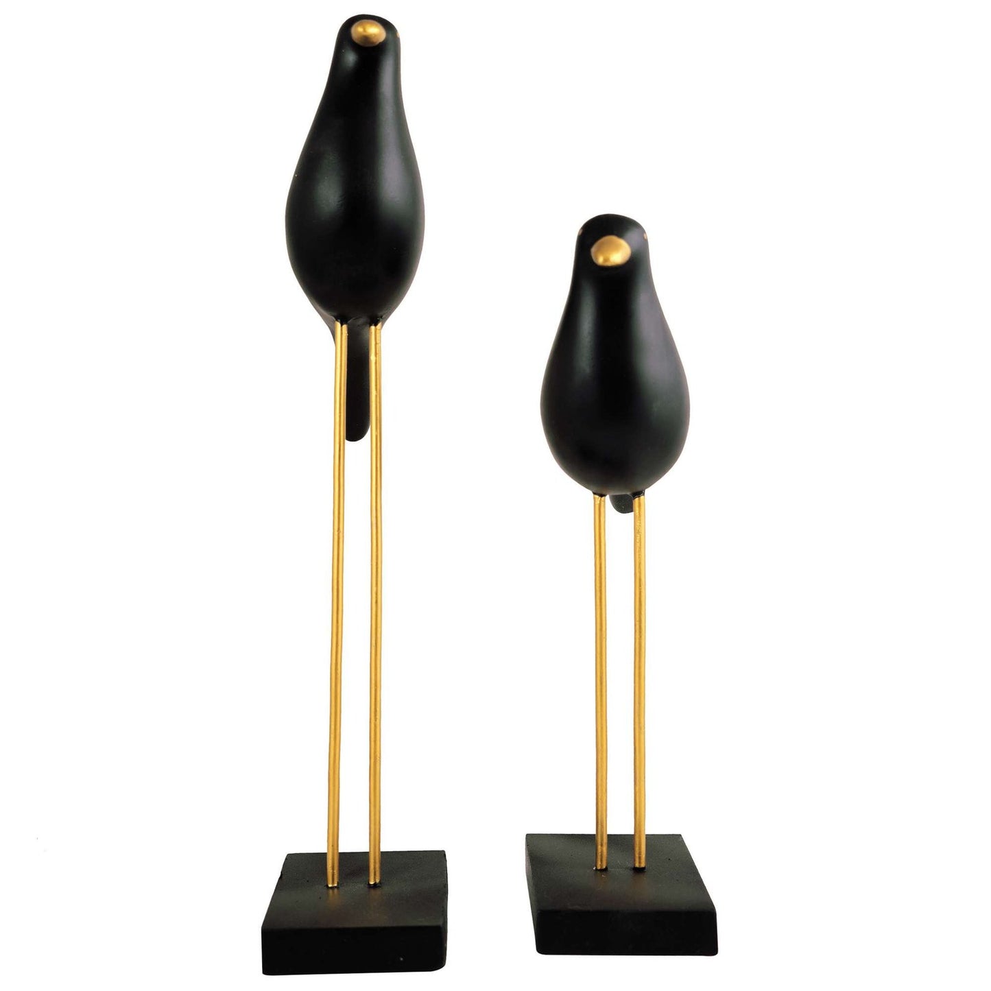 Sparrow Bird Home Decor showpiece on Iron Stand (Black Golden)