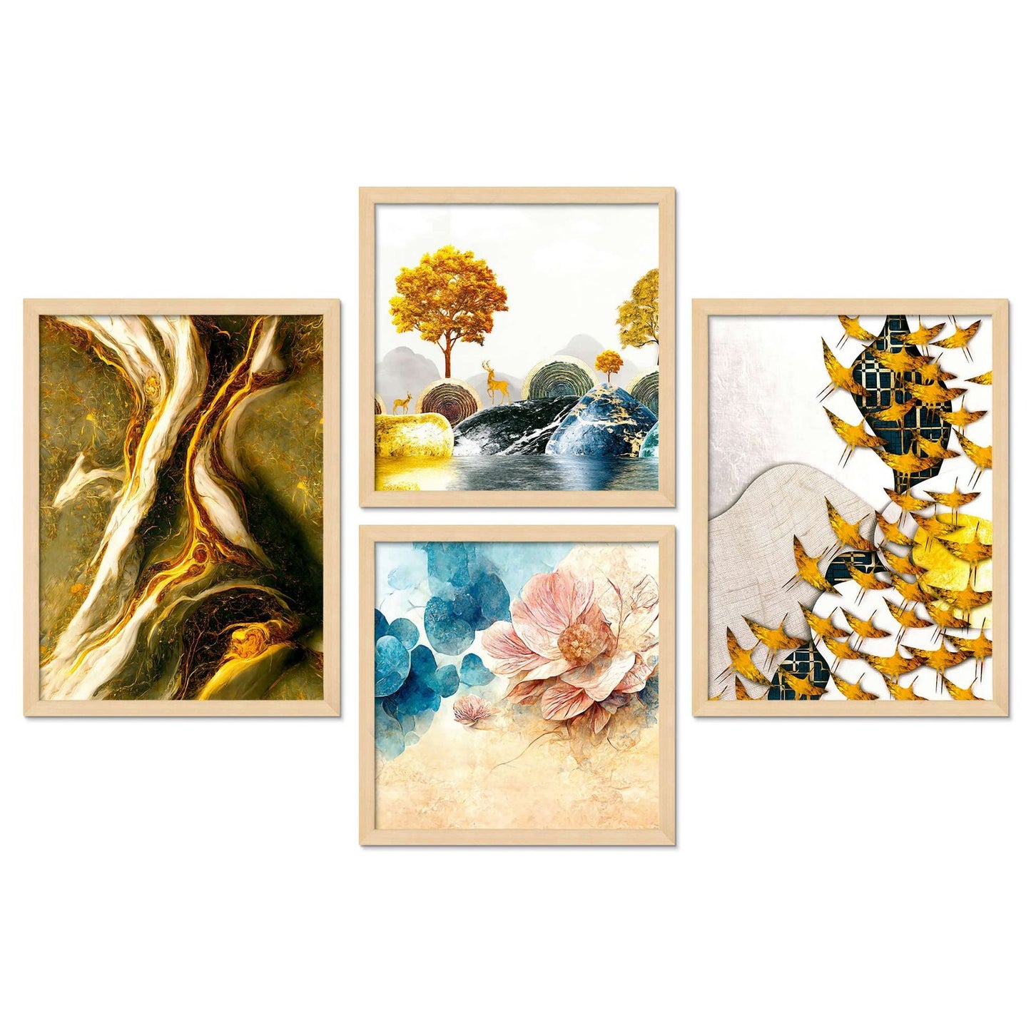 SET OF 4 DIGITAL WALL PAINTING