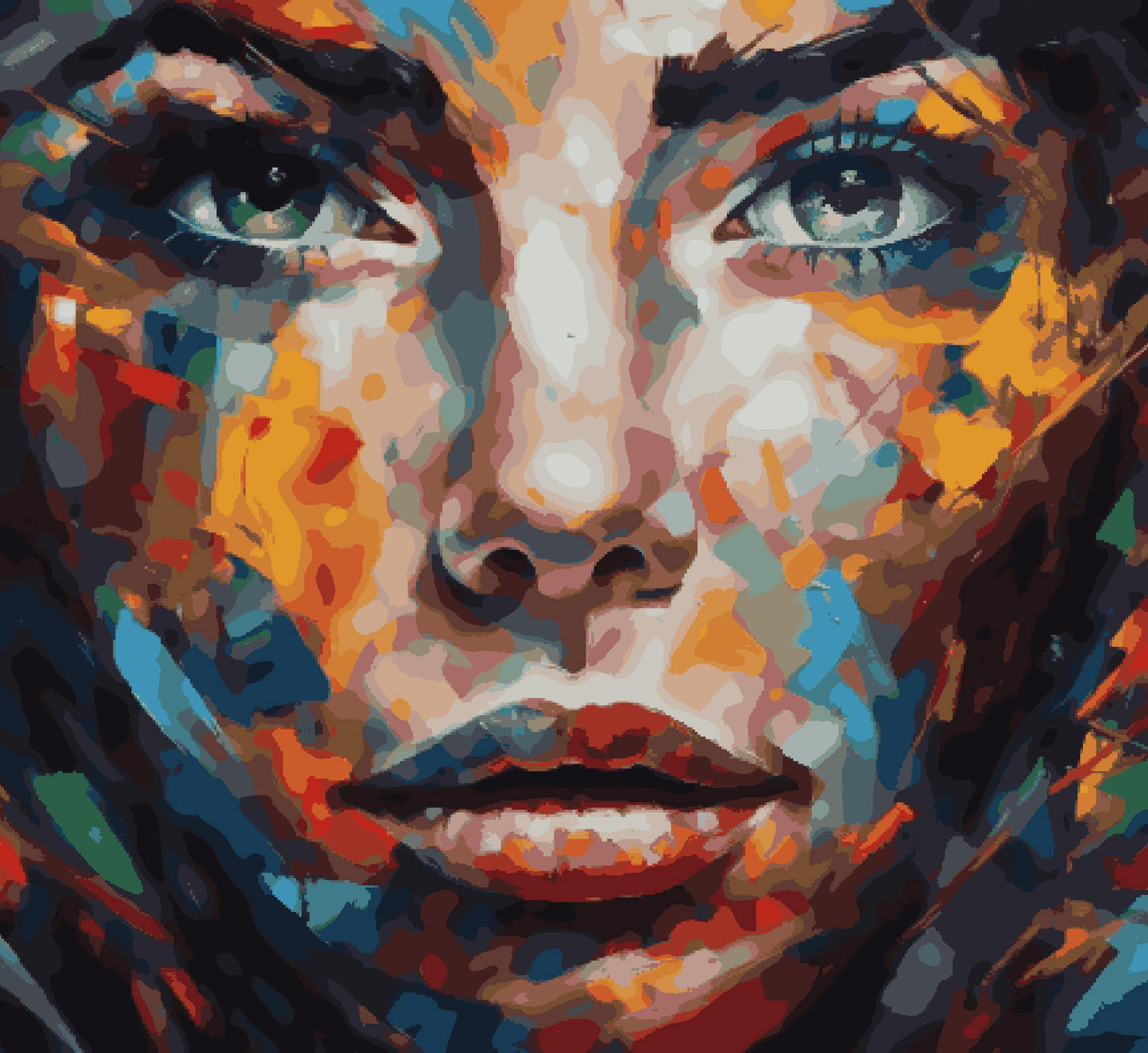 Mix Thoughts Colourful Strokes on Face