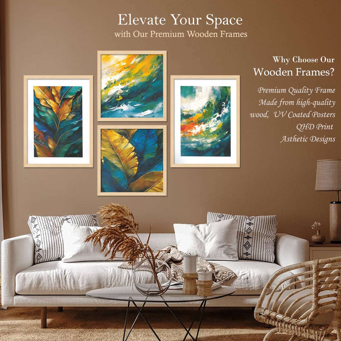 SET OF 4 DIGITAL WALL PAINTING