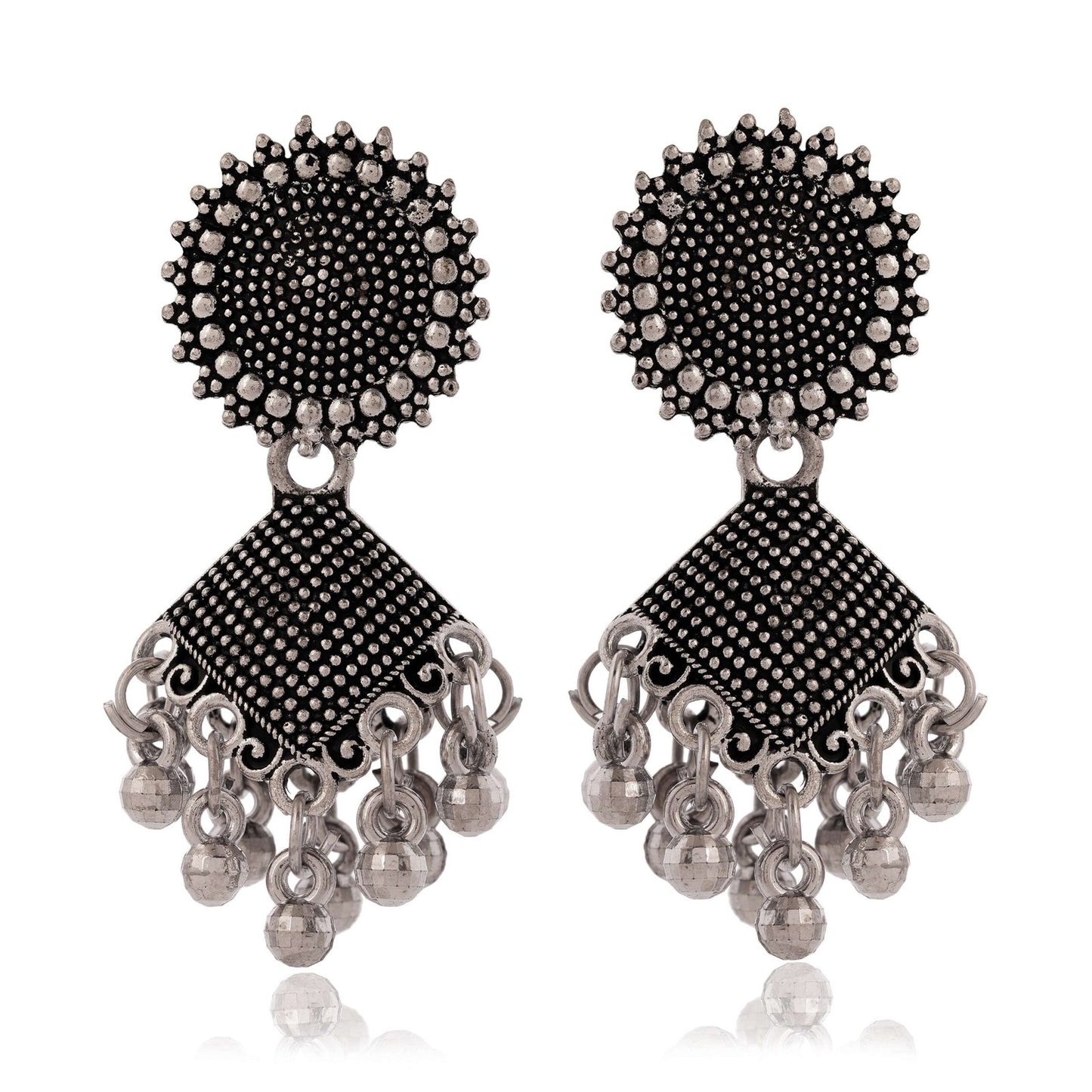 Women’s Dot Design Earrings, Indian Hoops, Mandala Hoops Chakra – Drop Dangles Earrings