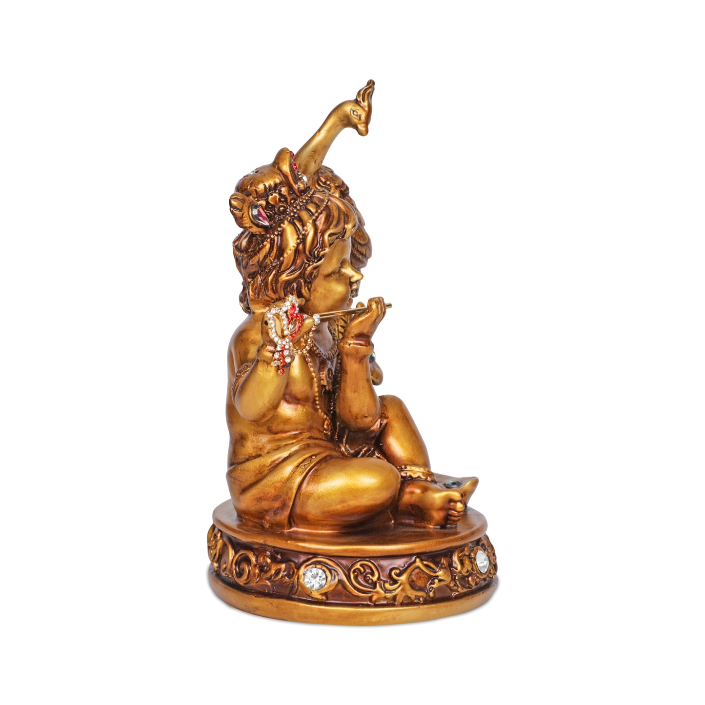Artarium Seated Baby Krishna with Peacock Idol