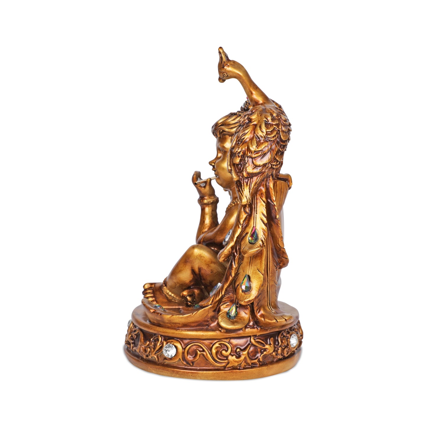 Artarium Seated Baby Krishna with Peacock Idol