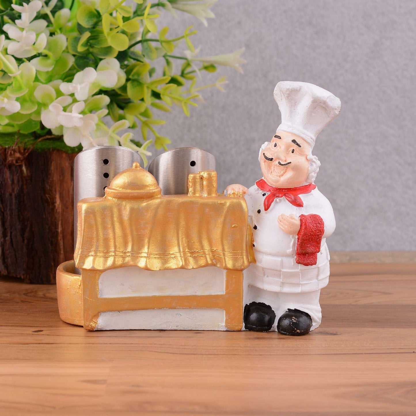 Resin Chef Figures Decorative Ornaments,Kitchen Decor,Cook Café Bar Statue, French Chef Figurines with Tray Message Board