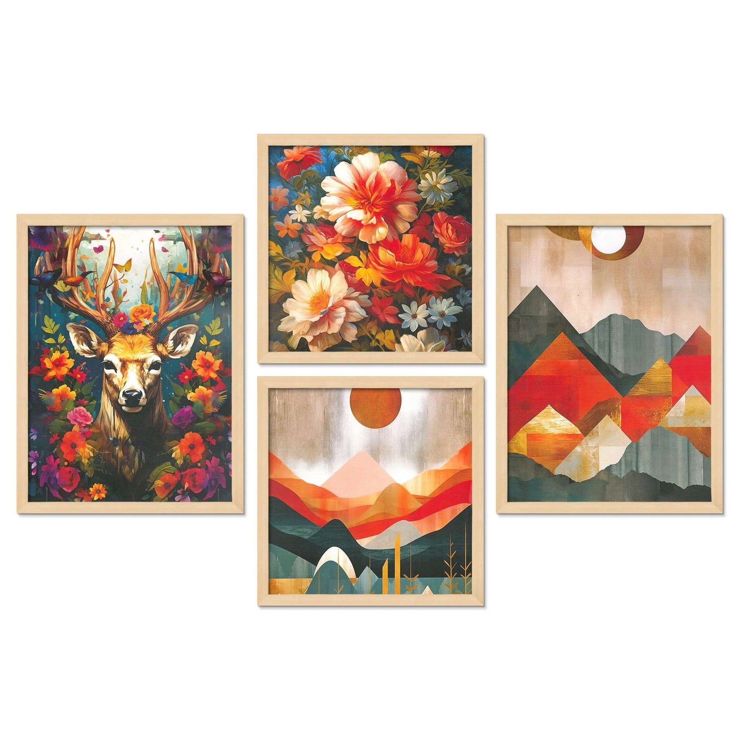 SET OF 4 DIGITAL WALL PAINTING