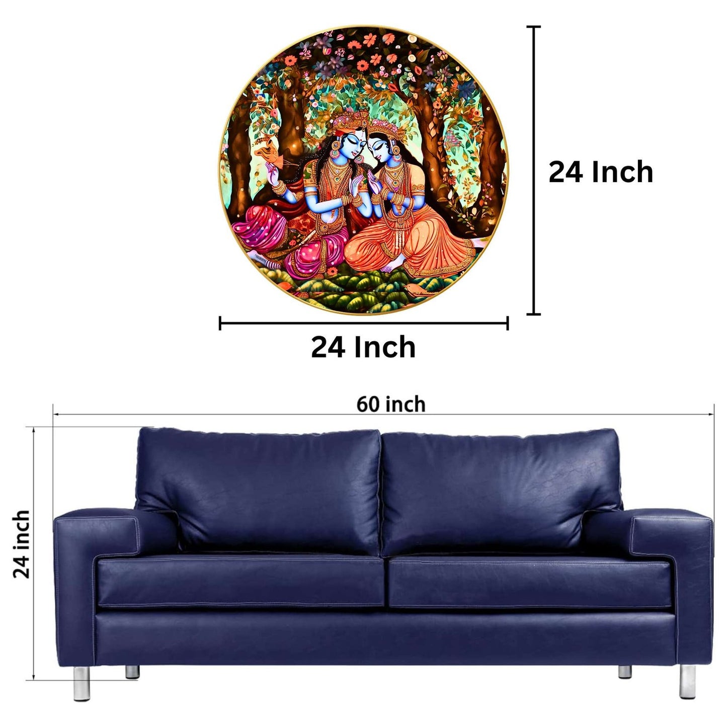 Wall Painting for Wall Decoration with Frame Sparkle Glossy Round Golden Framed Large Painting Office, Living Room, Bedroom, Home Decoration
