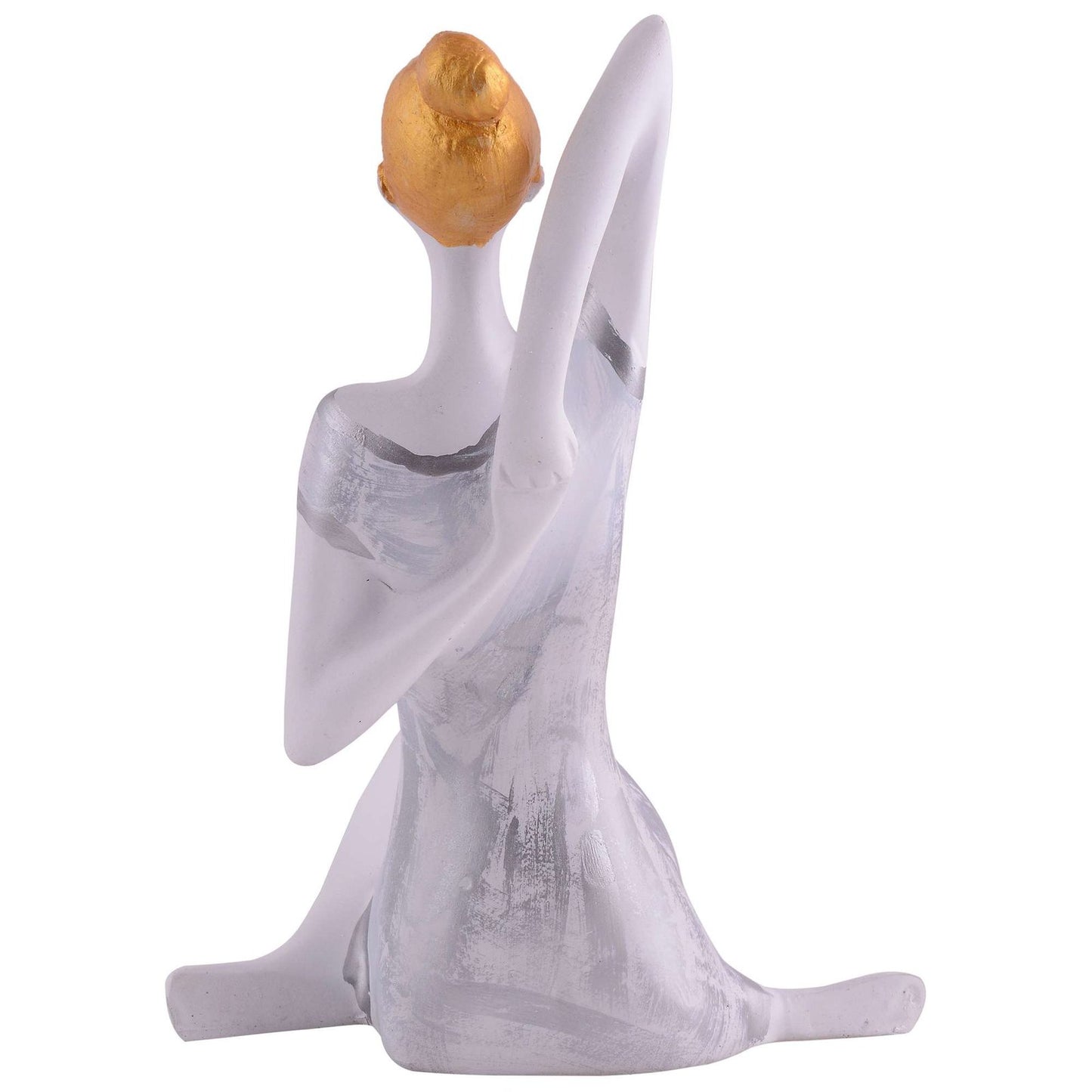 Suitable for home decor Yoga Posture Lady Statue Idol for Home Yoga Statue admirable piece of gift (silver)