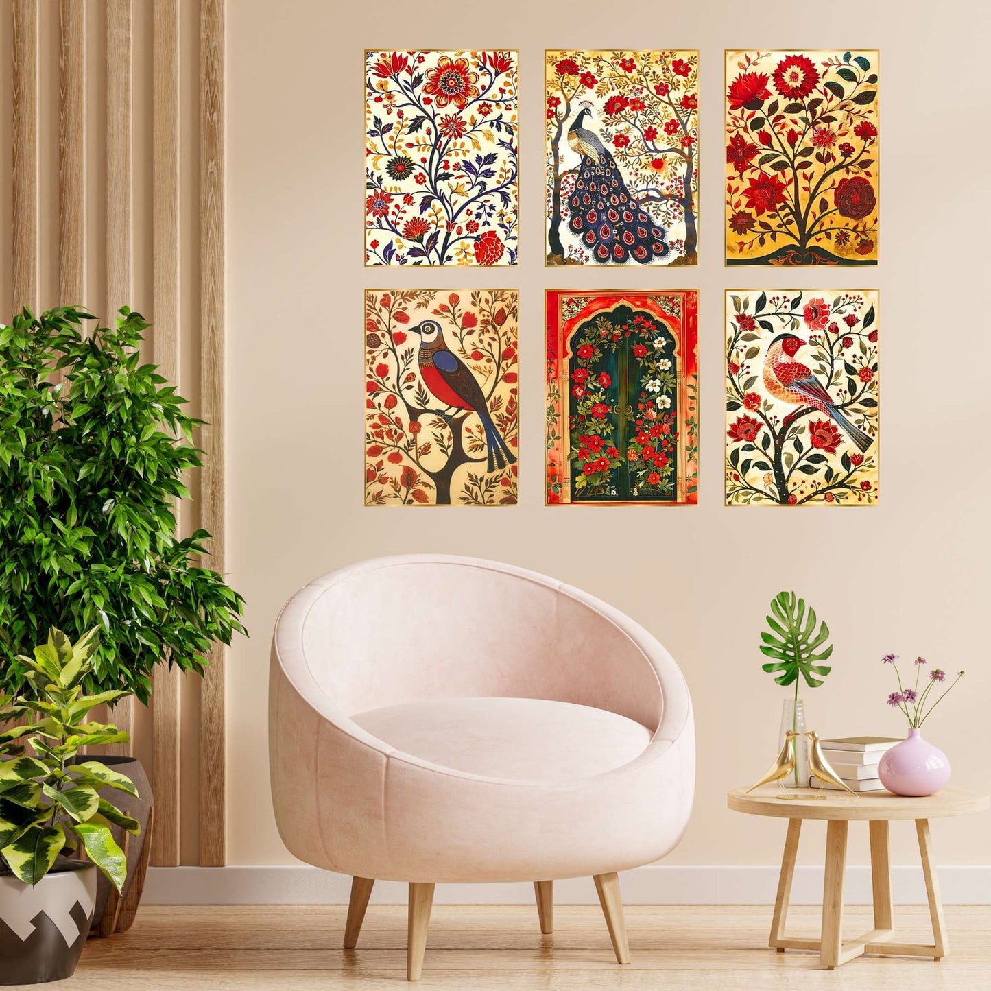 Set of Six Wall Paintings for Wall Dacoration Golden Framed Wall Paintings for Living Room & Bedroom Wall Art for Home Decoration & Office Wall Décor (17×13 inch CH-GD6-9)